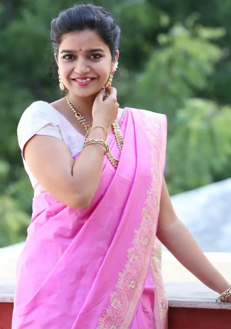 Actress Swathi Reddy Stills In Traditional Pink Saree